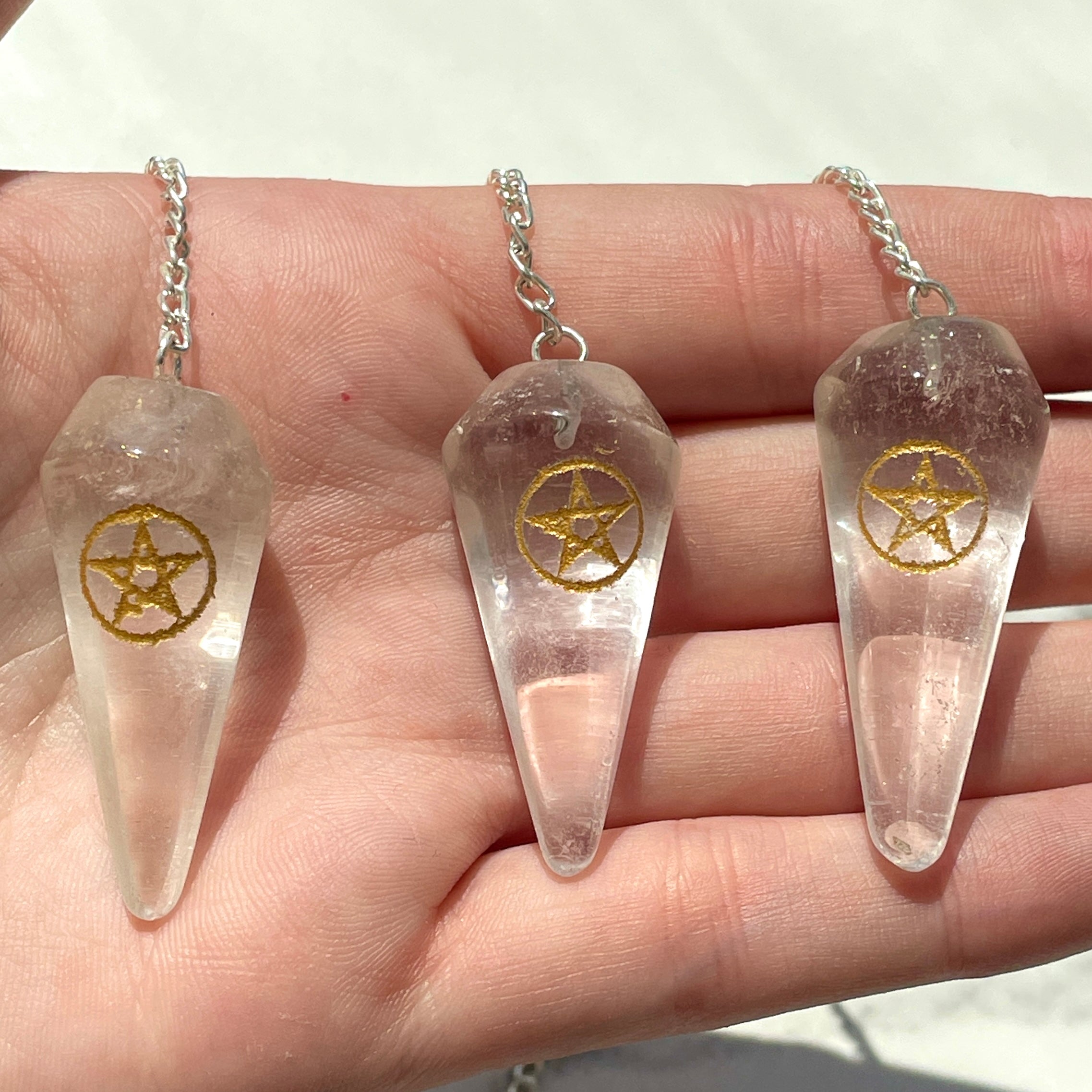 Clear Quartz Pendulum - Pentagram