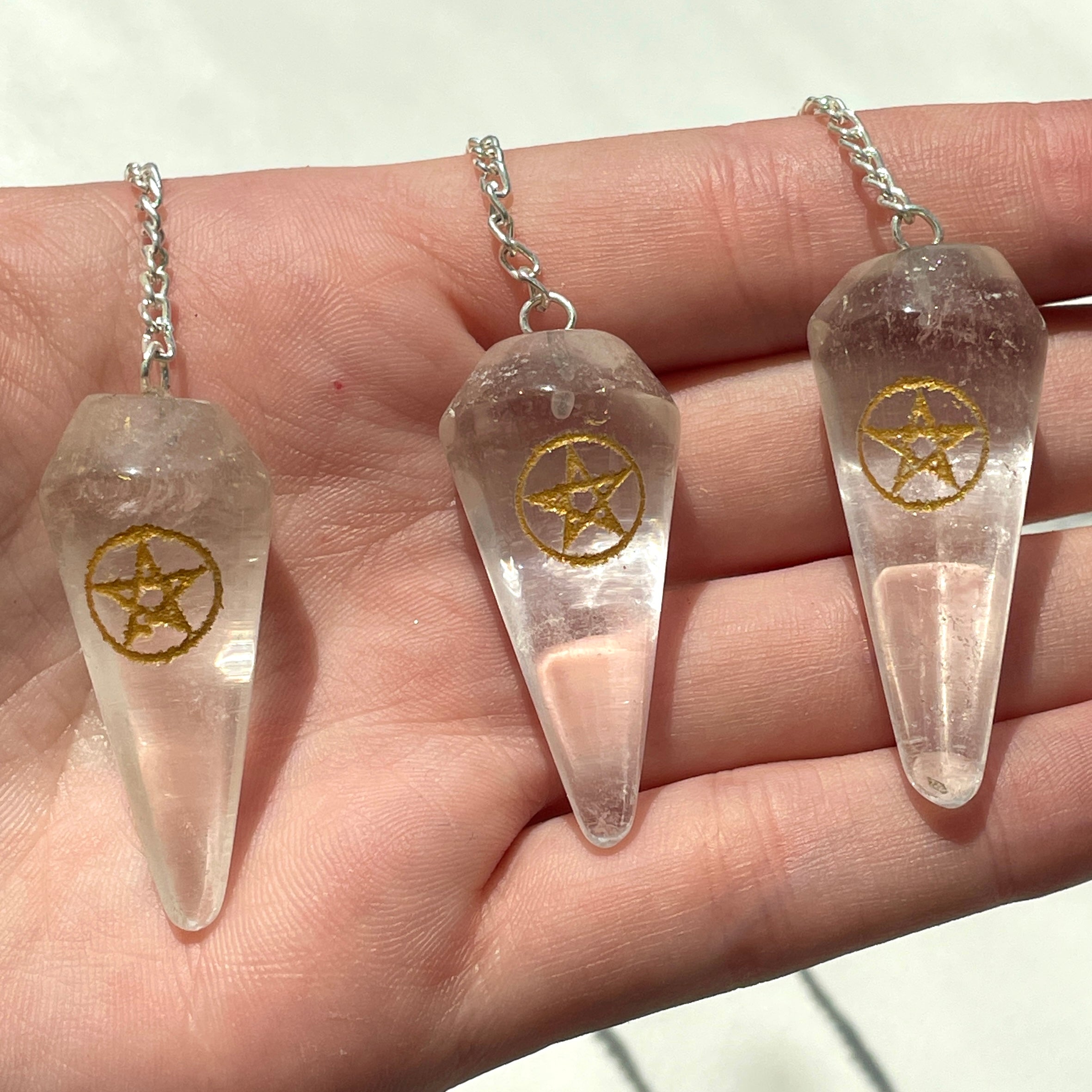 Clear Quartz Pendulum - Pentagram