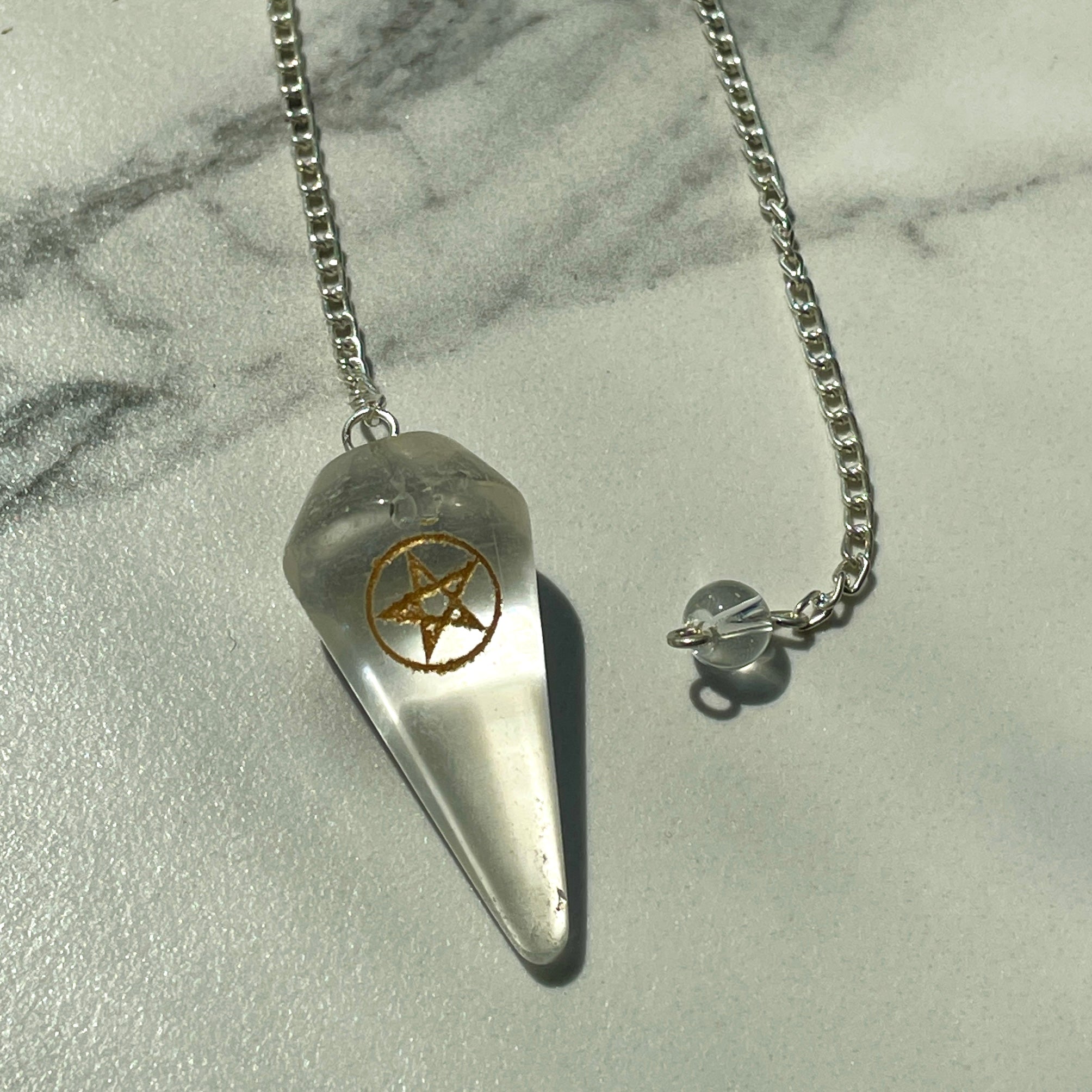 Clear Quartz Pendulum - Pentagram