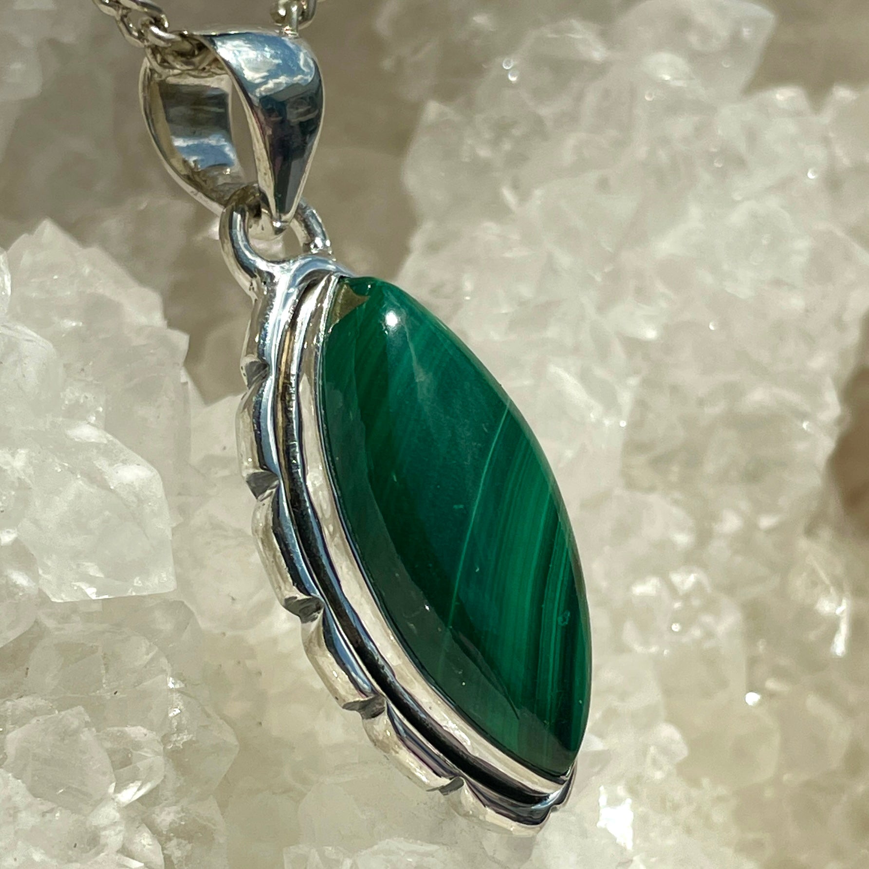 Malachite Silver Pendant - SP92