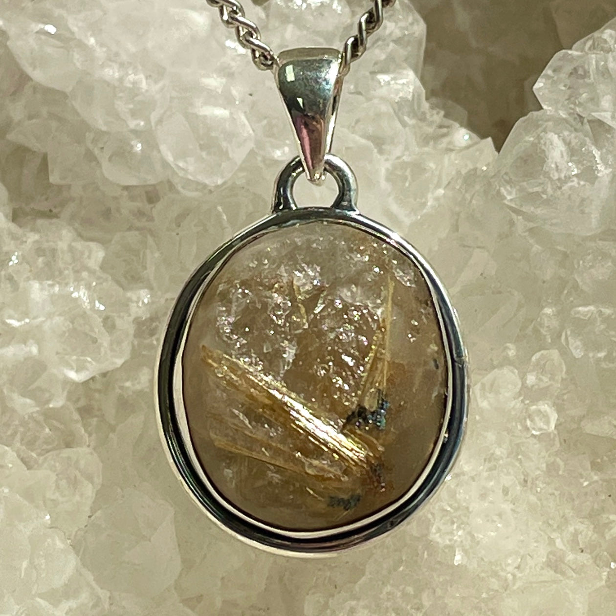 Golden Rutile Silver Pendant - SP96