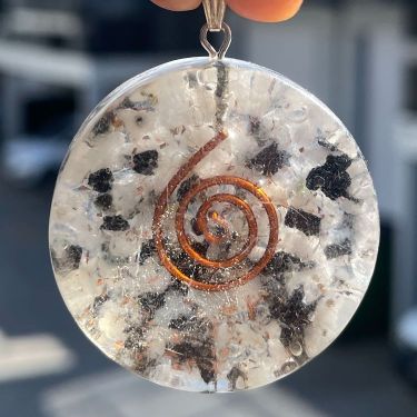 Orgonite Rainbow Moonstone Pendant - Circle