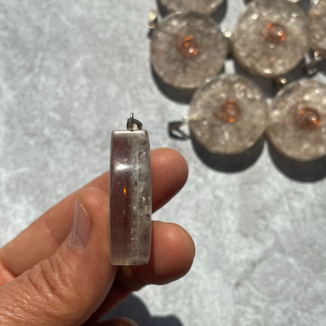 Orgonite Rose Quartz Pendant - Circle