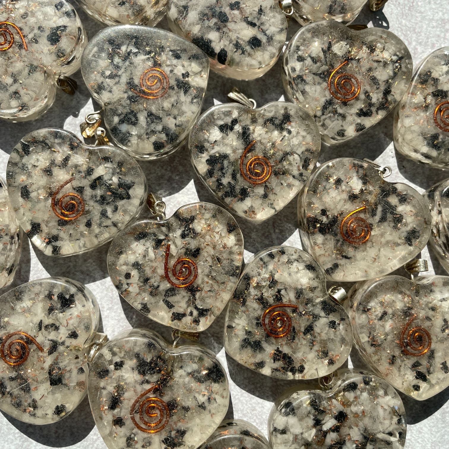 Orgonite Rainbow Moonstone Pendant - Heart