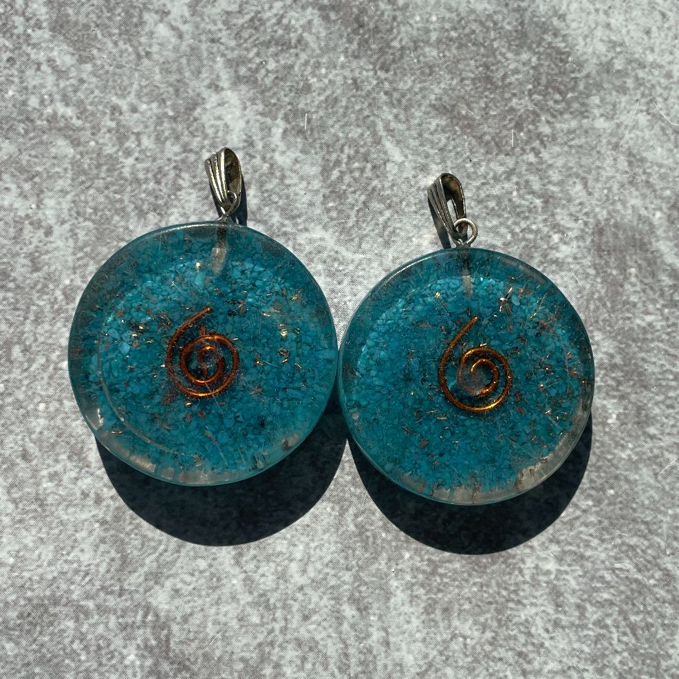 Orgonite Blue Howlite Pendant - Circle