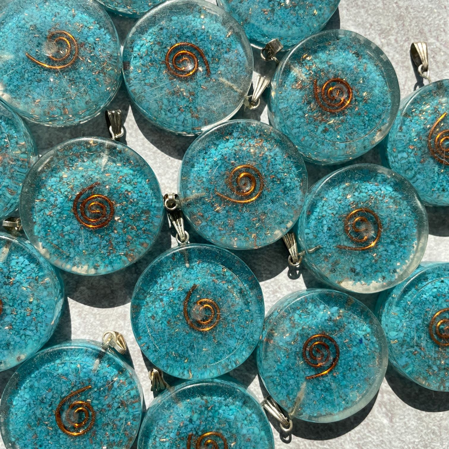 Orgonite Blue Howlite Pendant - Circle
