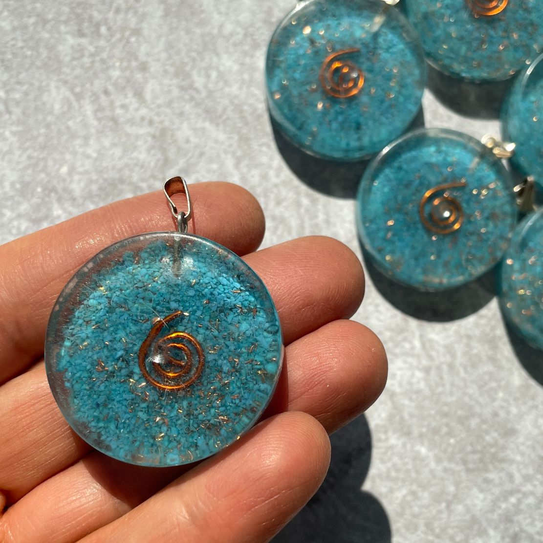 Orgonite Blue Howlite Pendant - Circle