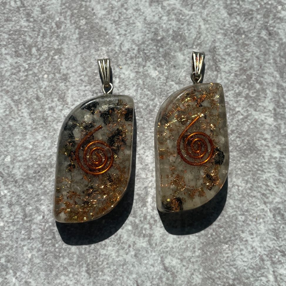 Orgonite Rainbow Moonstone Pendant - Leaf