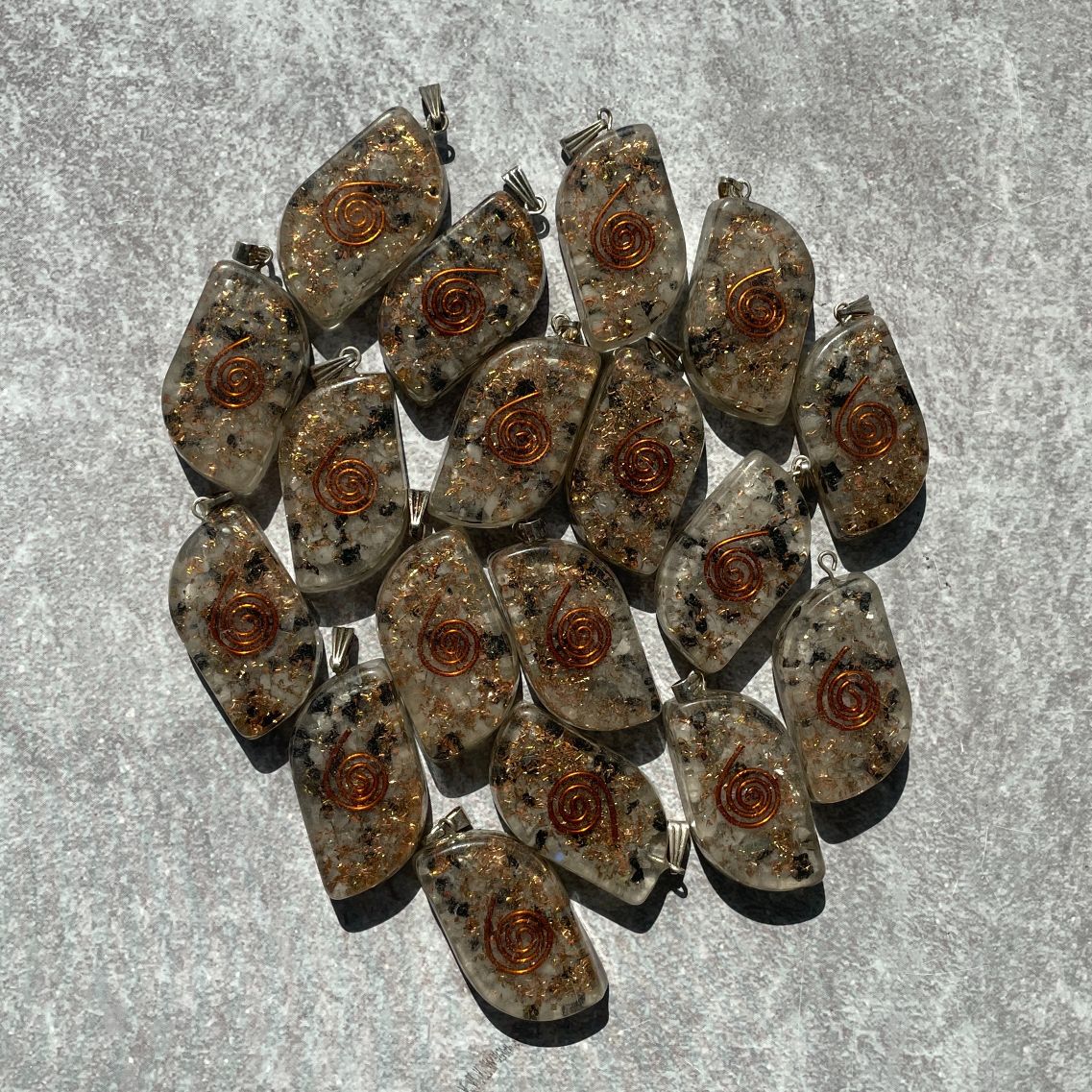 Orgonite Rainbow Moonstone Pendant - Leaf