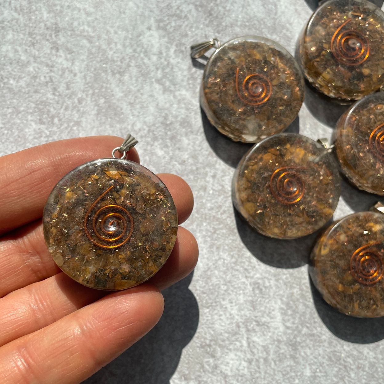 Orgonite Tigers Eye Pendant - Circle