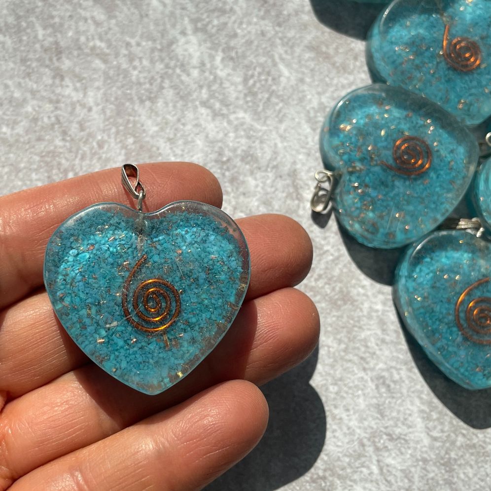 Orgonite Blue Howlite Pendant - Heart