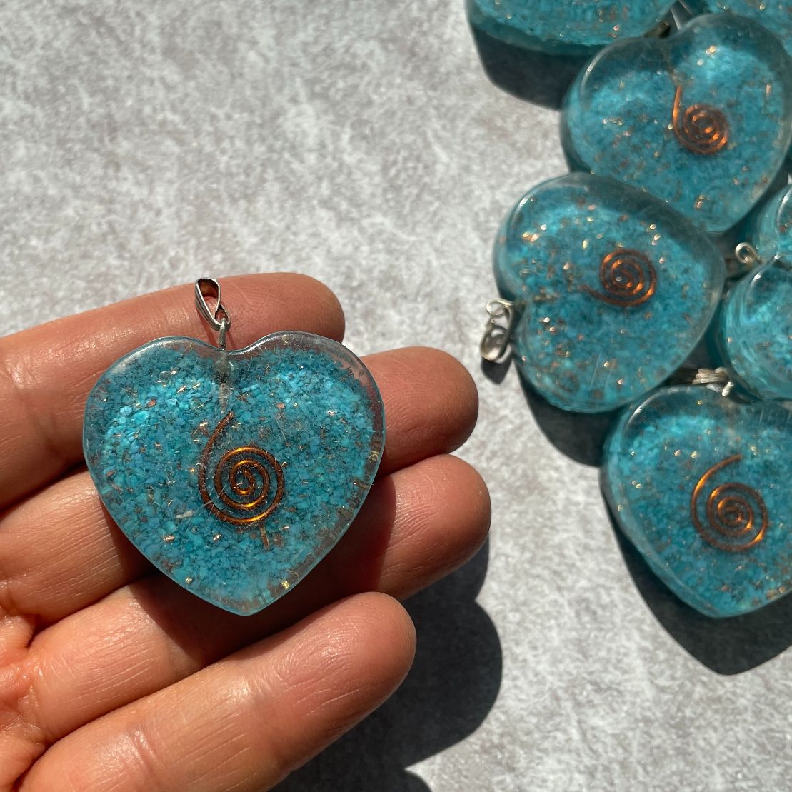 Orgonite Blue Howlite Pendant - Heart