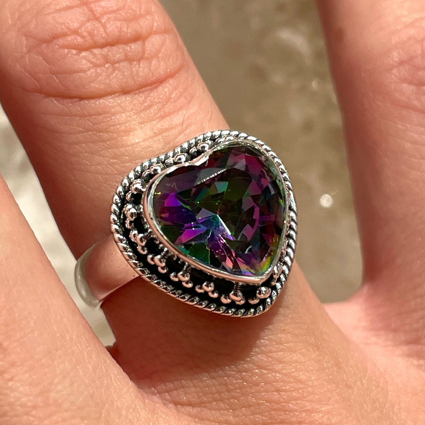 Mystic Quartz Sterling Silver Ring - Sz9 MQ8