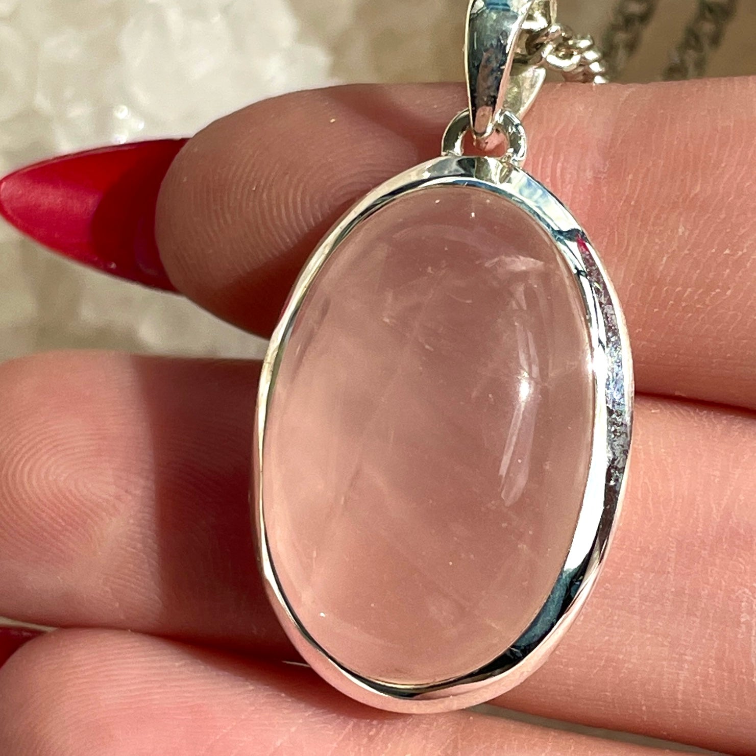 Rose Quartz Silver Pendant - SP101