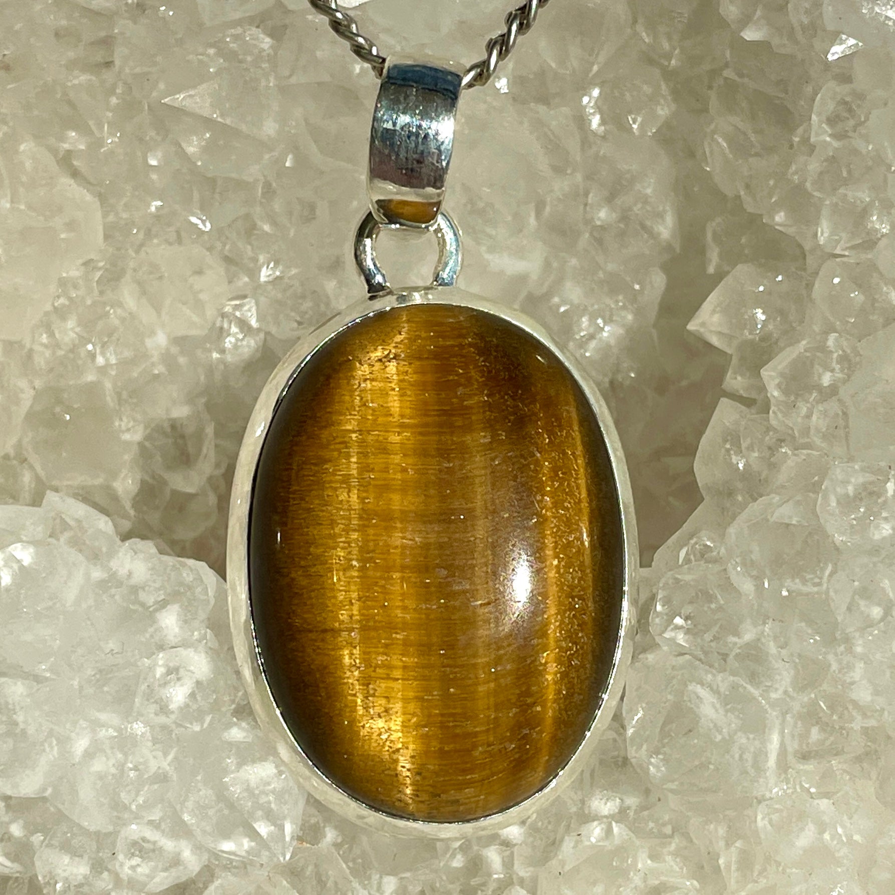 Tiger's Eye Silver Pendant Large - SP106