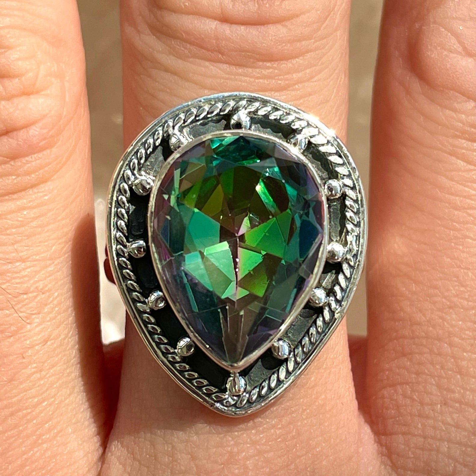 Mystic Quartz Sterling Silver Ring - Sz8 MQ7