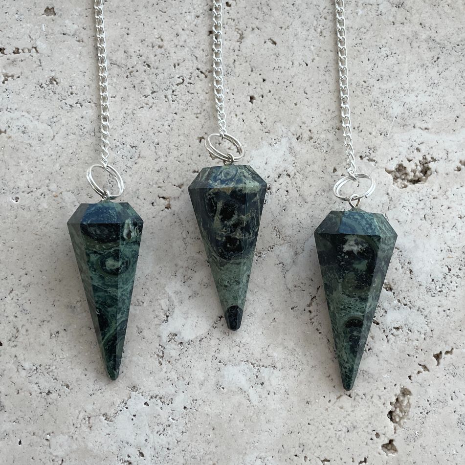 Kambaba Jasper Faceted Pendulum