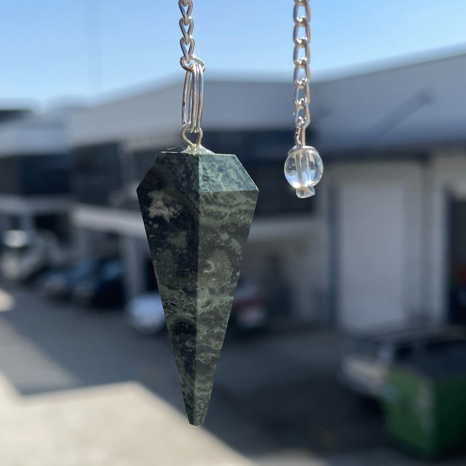 Kambaba Jasper Faceted Pendulum