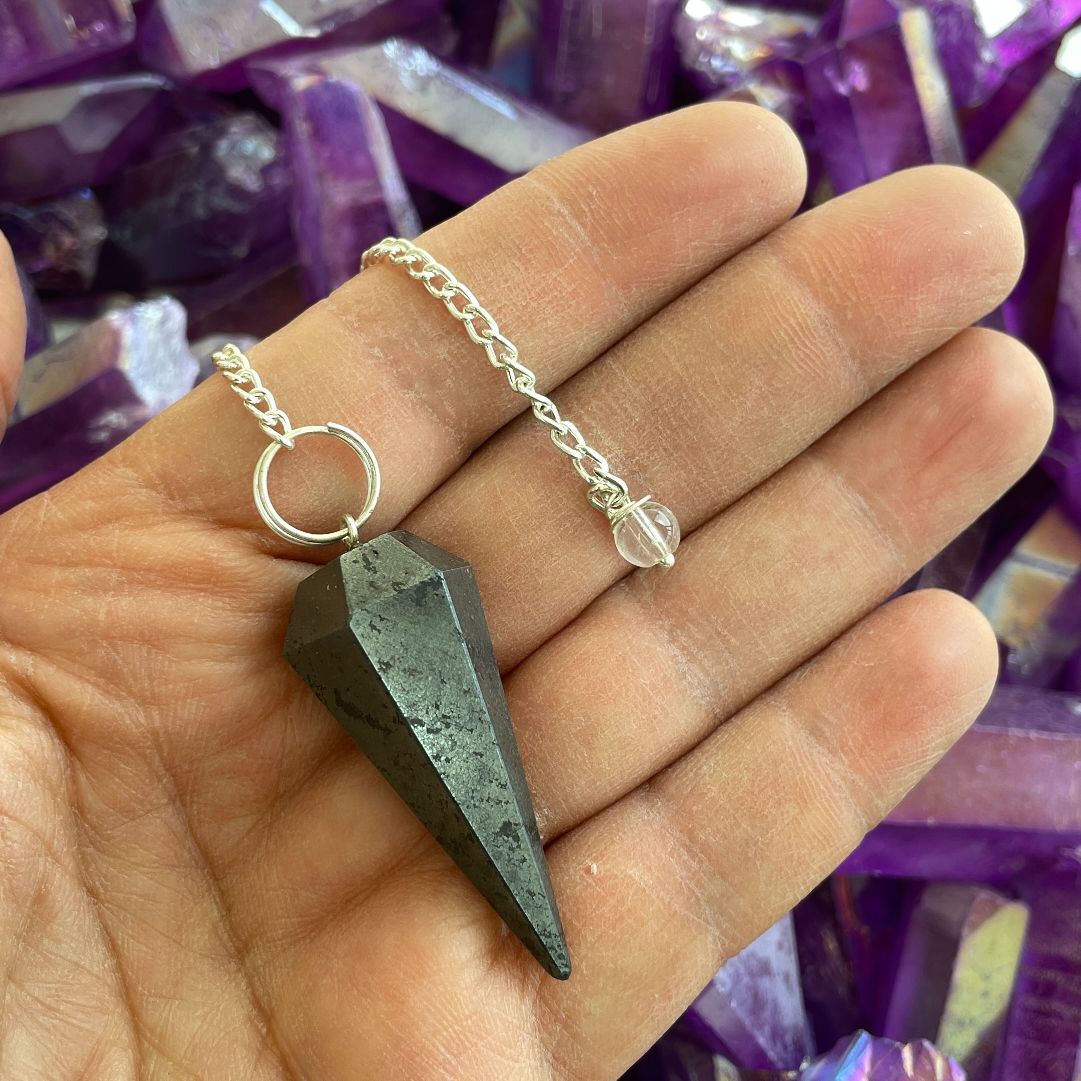Hematite Faceted Pendulum