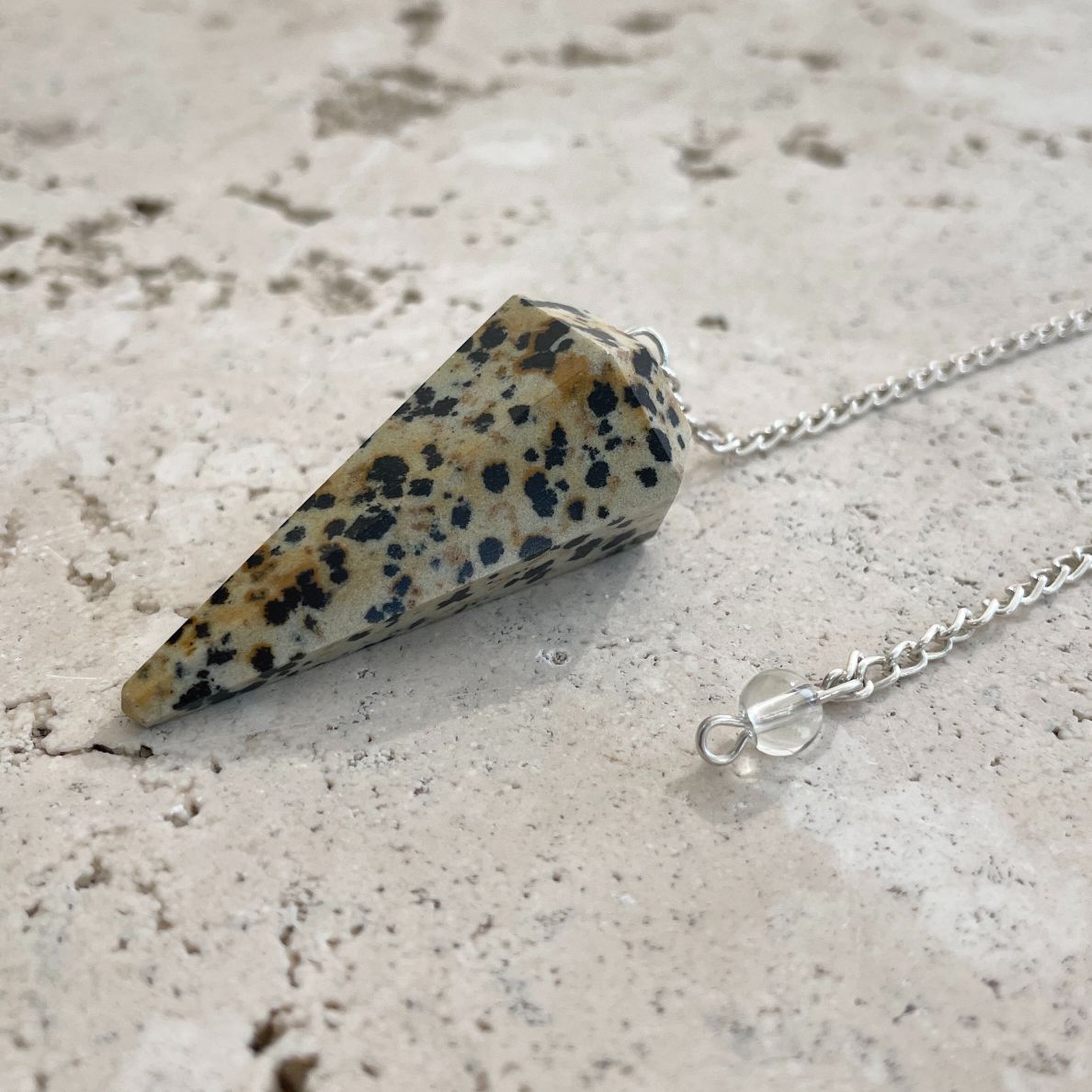 Dalmatian Jasper Faceted Pendulum