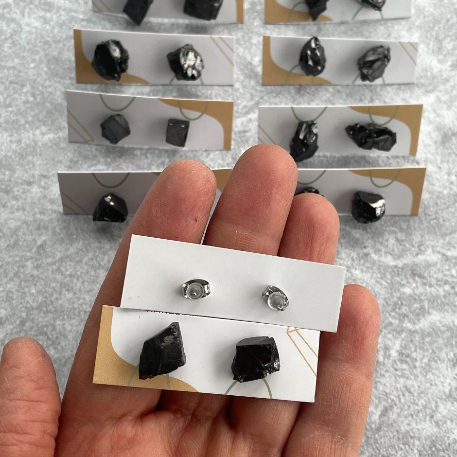 Shungite Elite Rough Stud Earrings