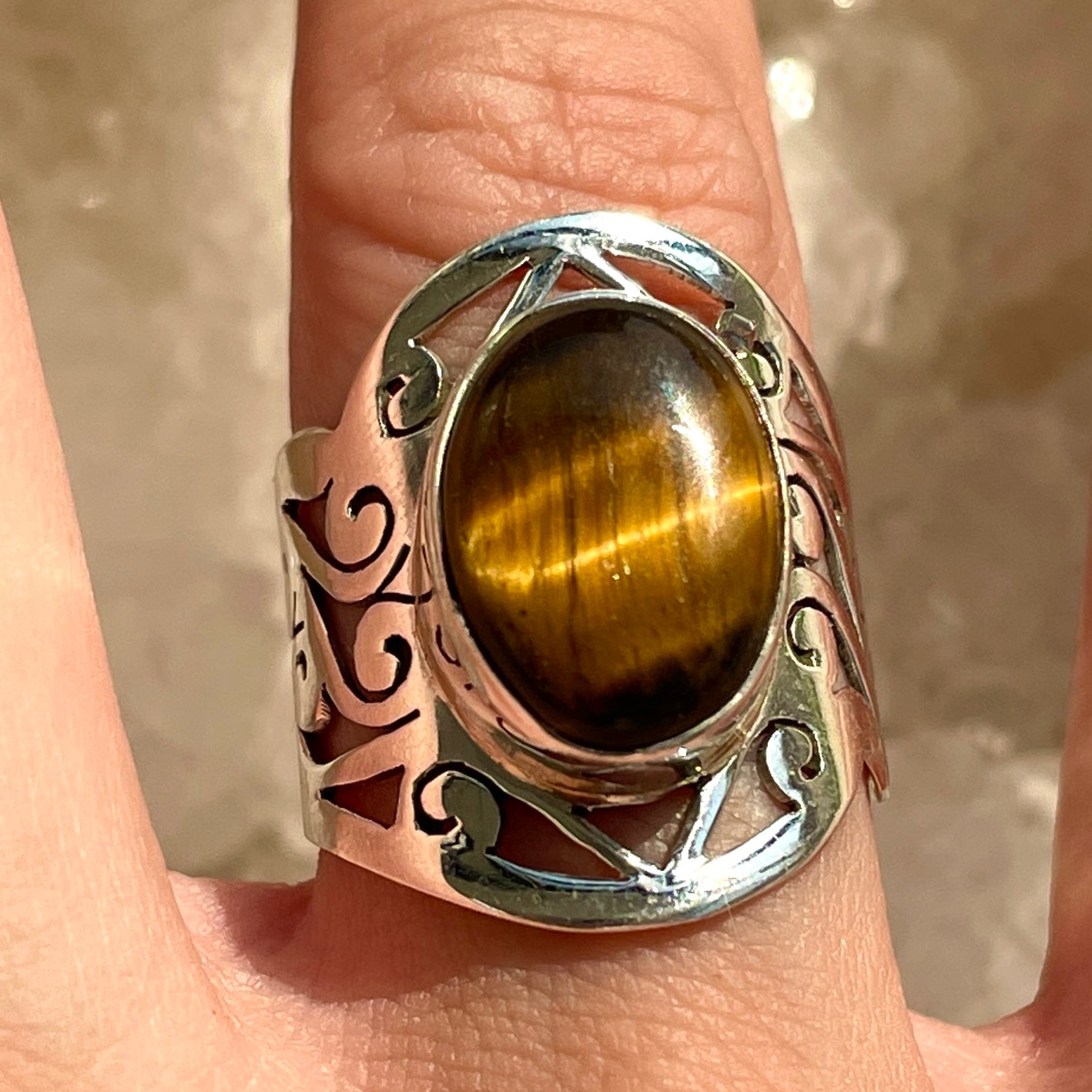 Tigers Eye Sterling Silver Ring - Sz7 TE6
