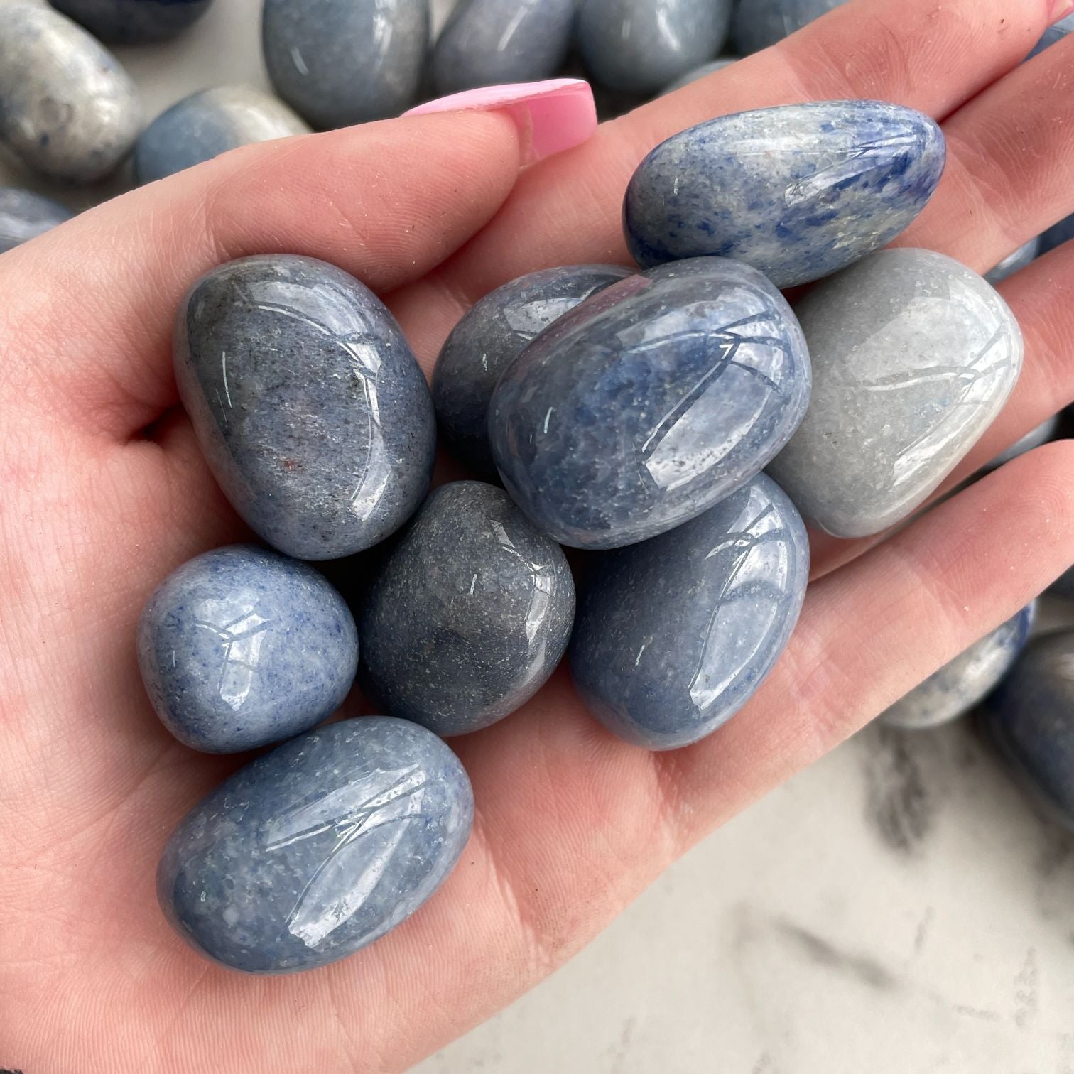 Blue Quartz Tumbled 1KG - QA/B