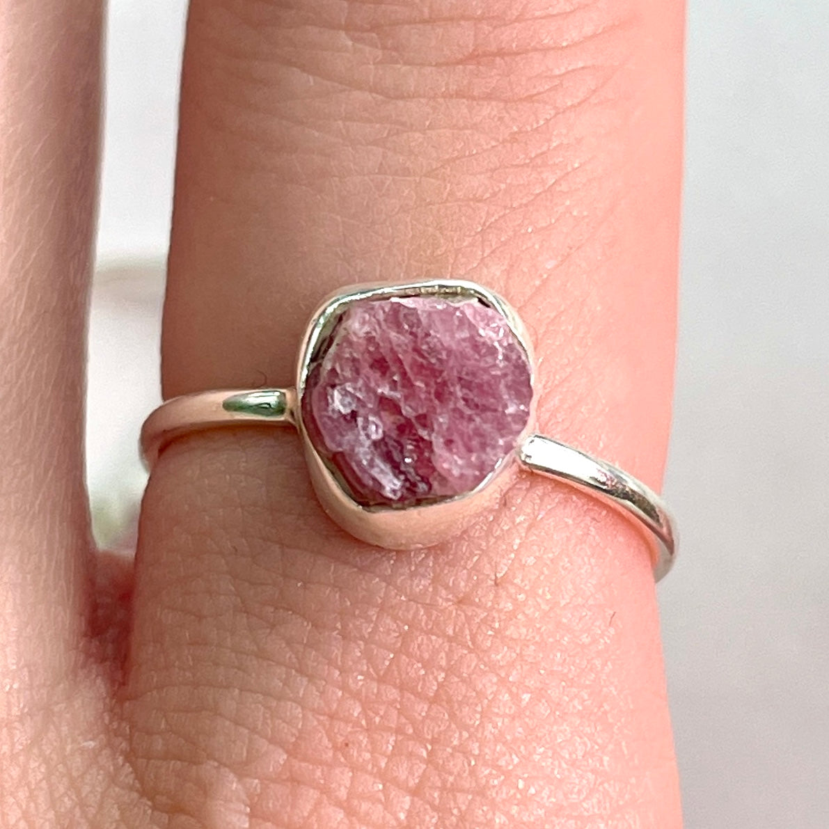 Pink Tourmaline - Rough - St.Silver Ring