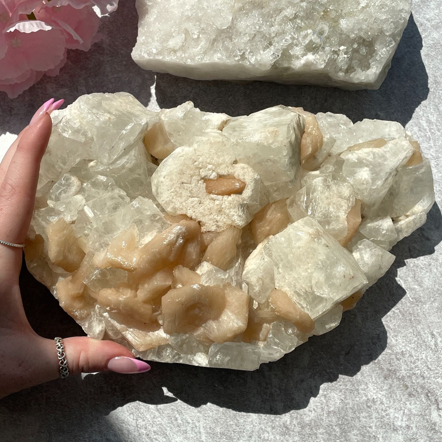 Apophyllite and Stilbite Cluster - 02