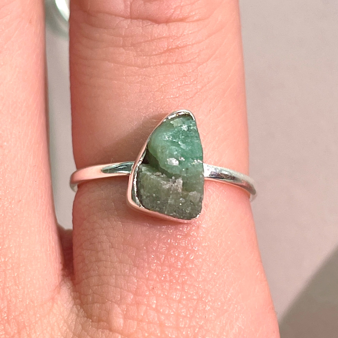 Emerald - Rough - St.Silver Ring