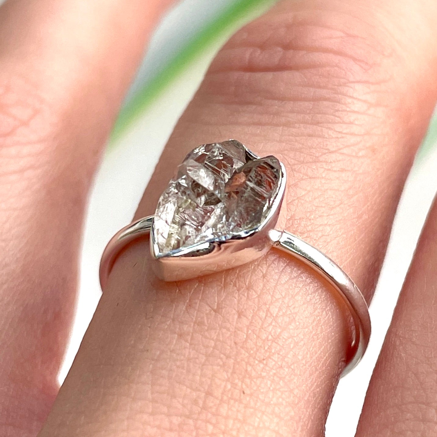 Herkimer Diamond - Rough - St.Silver Ring