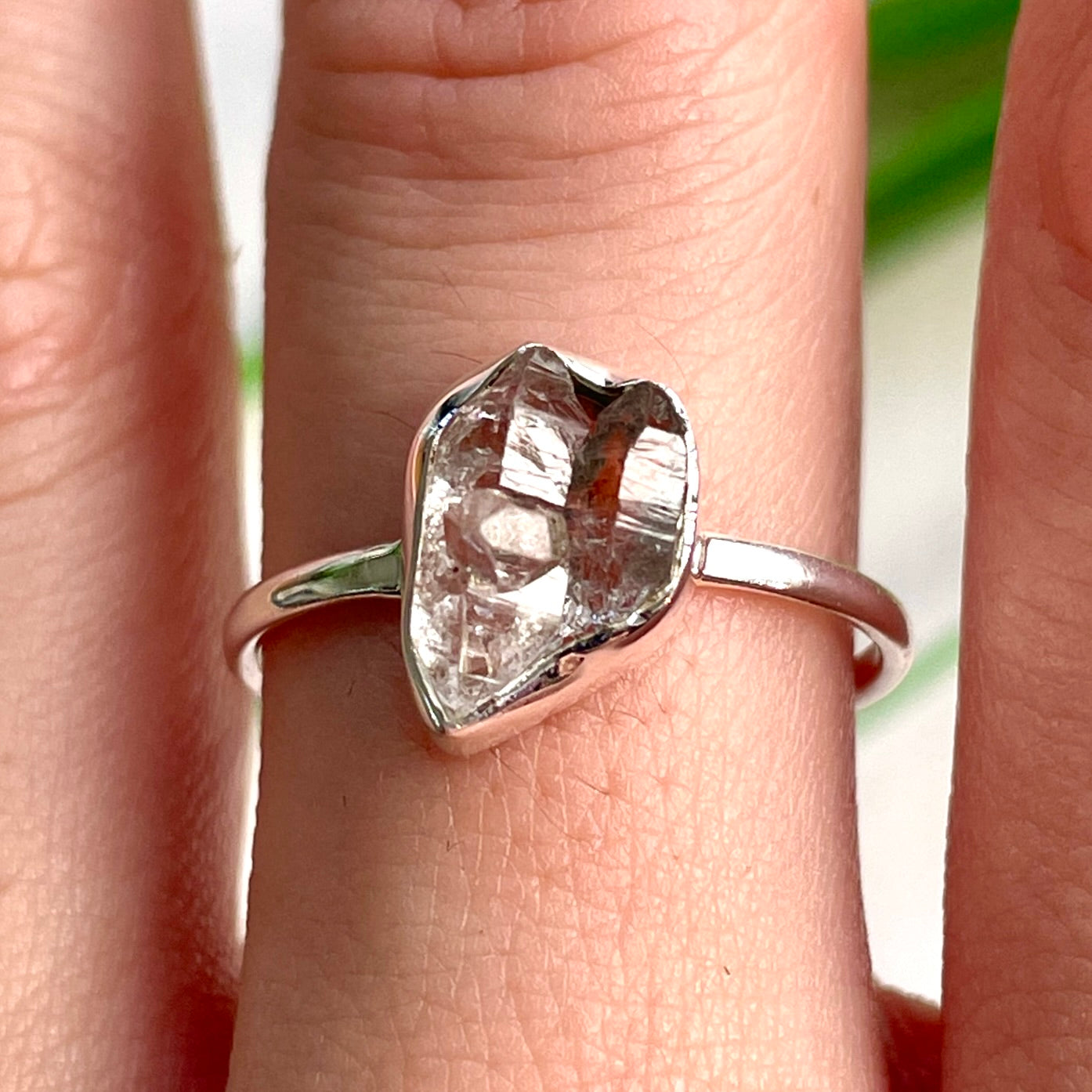 Herkimer Diamond - Rough - St.Silver Ring