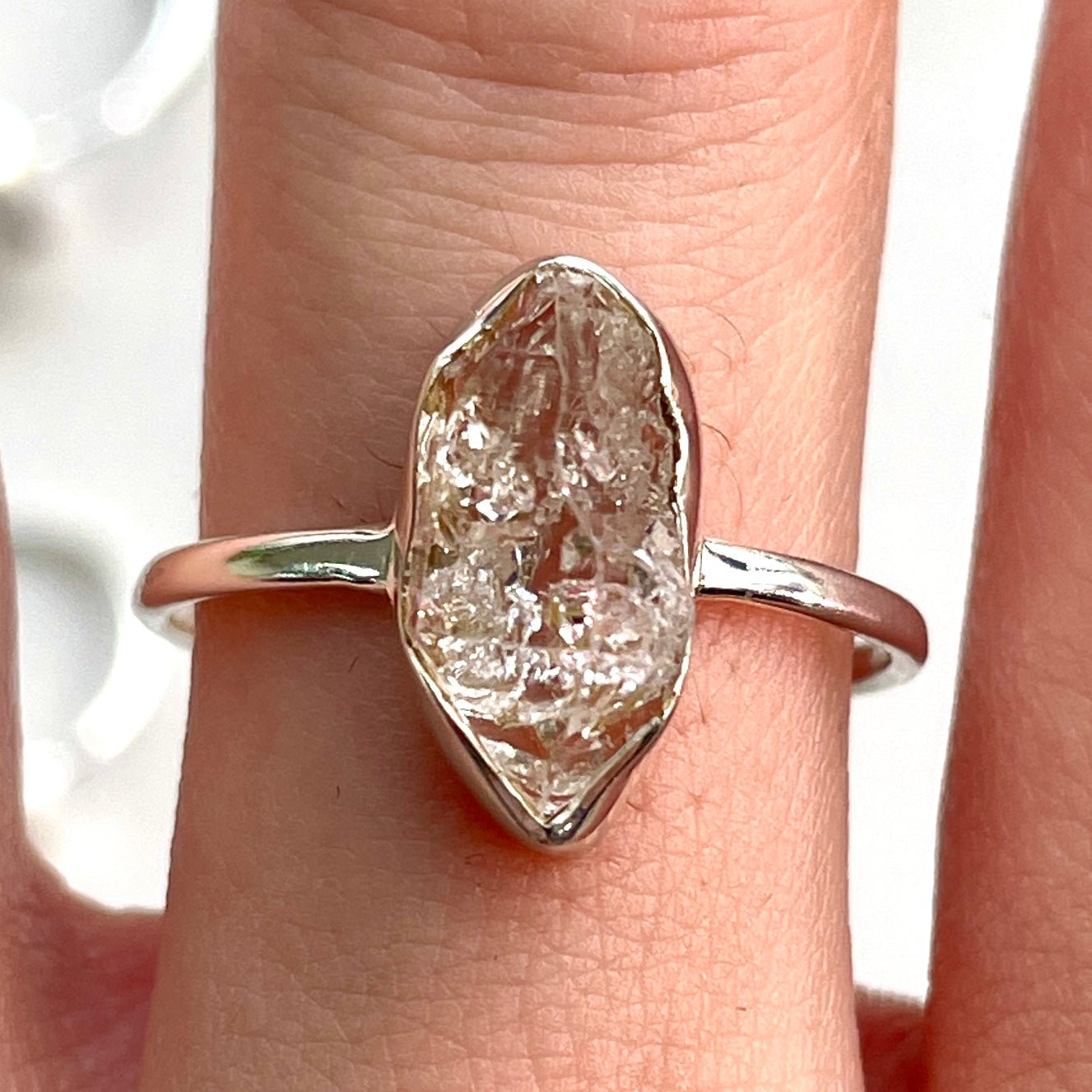 Herkimer Diamond - Rough - St.Silver Ring