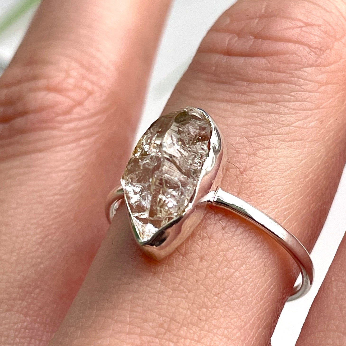 Herkimer Diamond - Rough - St.Silver Ring
