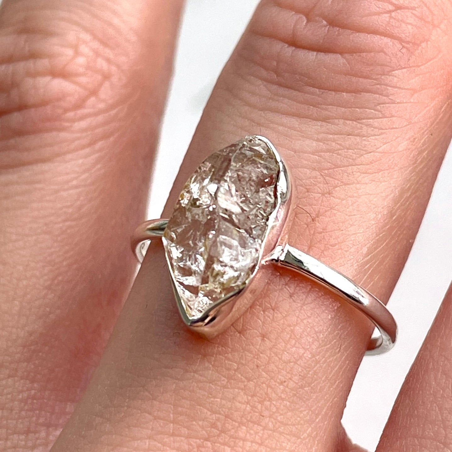 Herkimer Diamond - Rough - St.Silver Ring