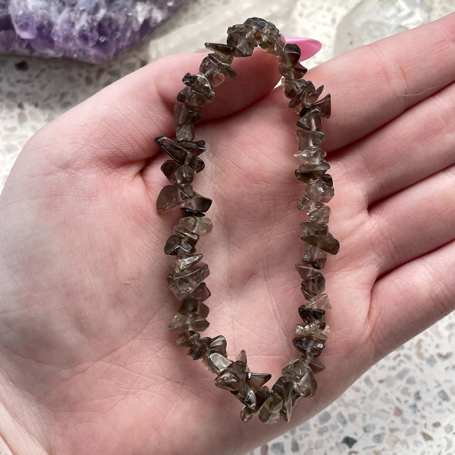 Smoky Quartz Chip Bracelet - Light