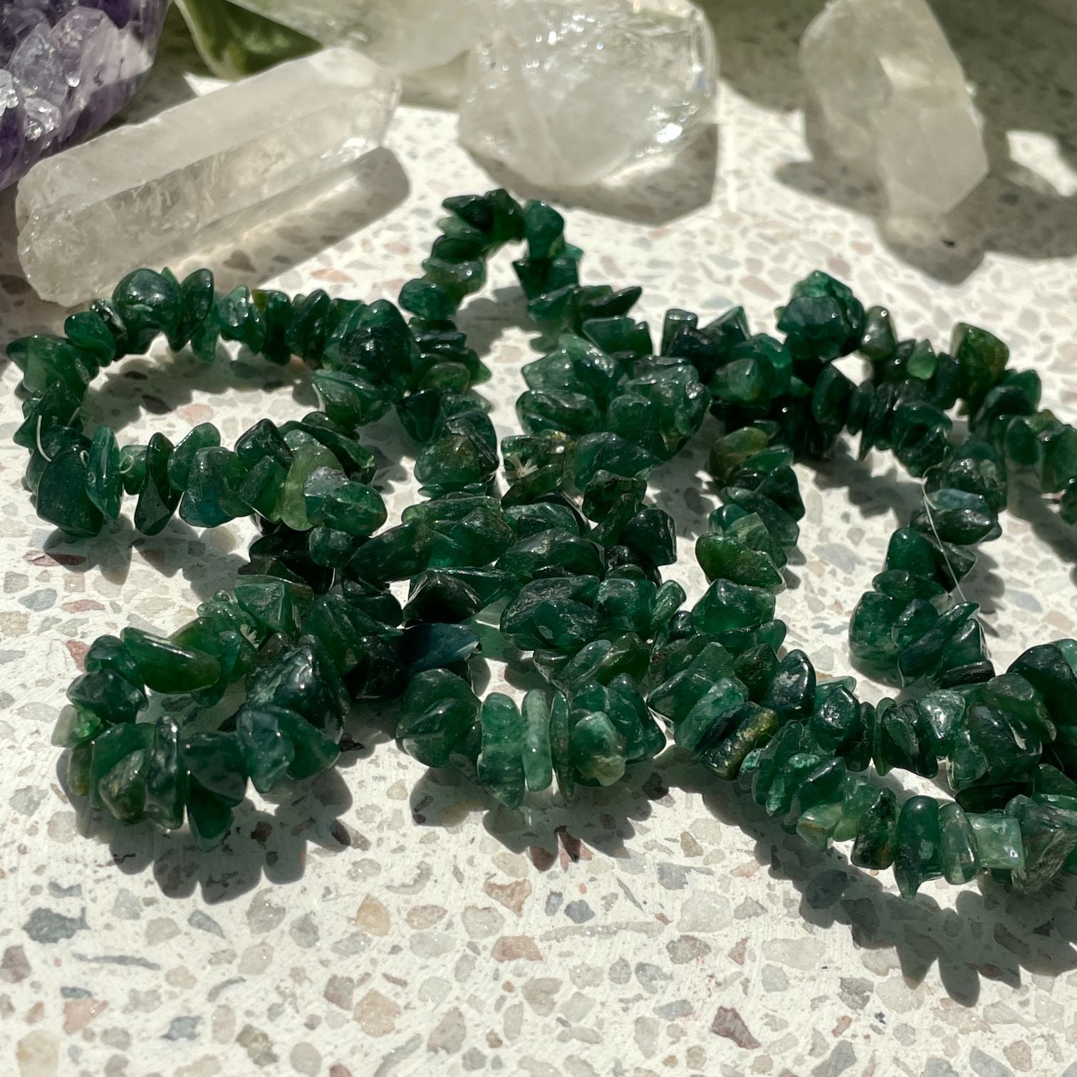 Green Aventurine Chip Bracelet - Dark