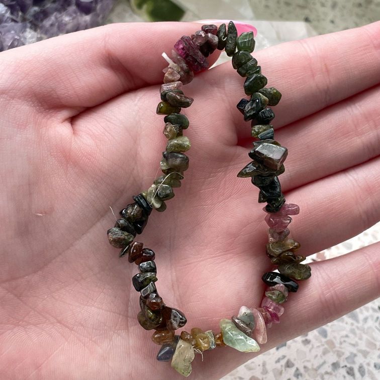 Watermelon Tourmaline Chip Bracelet