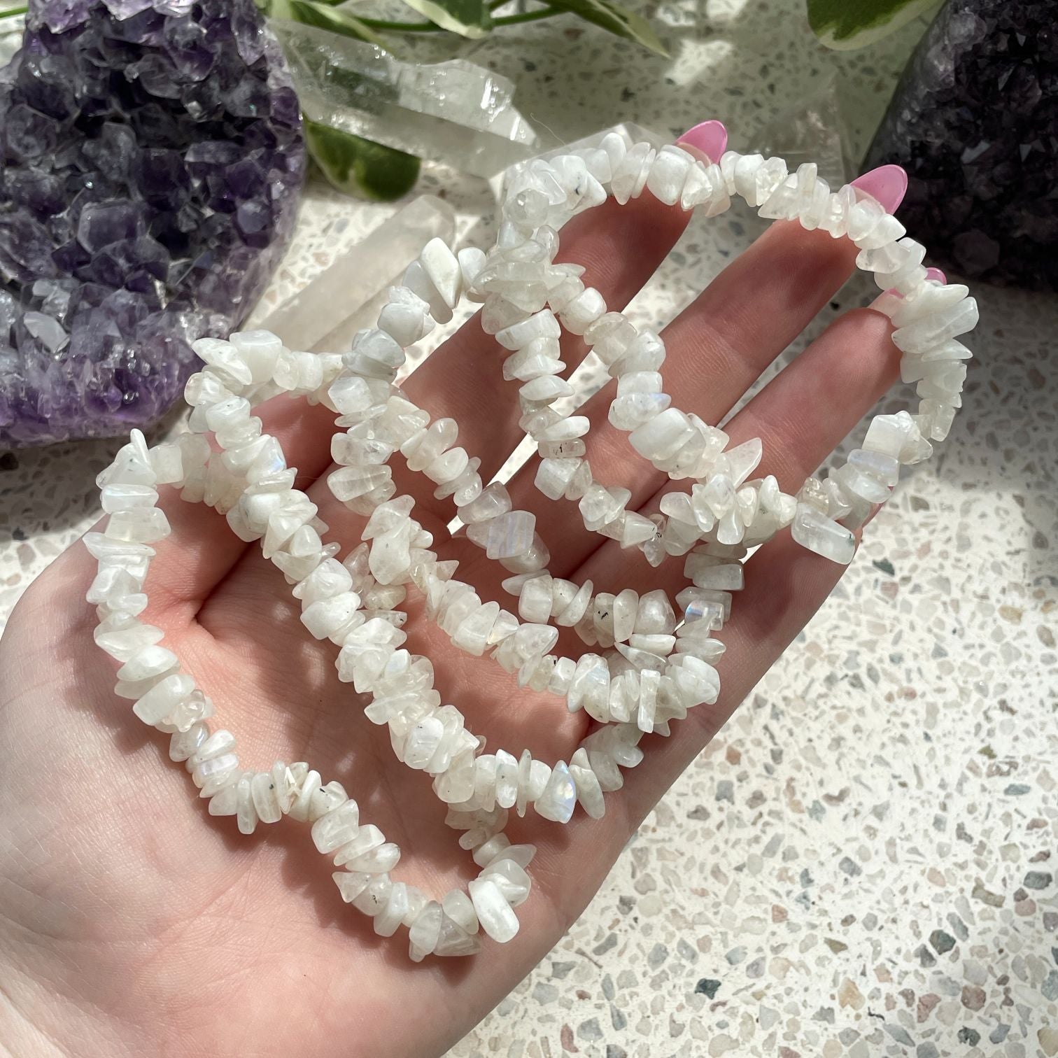 Rainbow Moonstone Chip Bracelet Q1/A