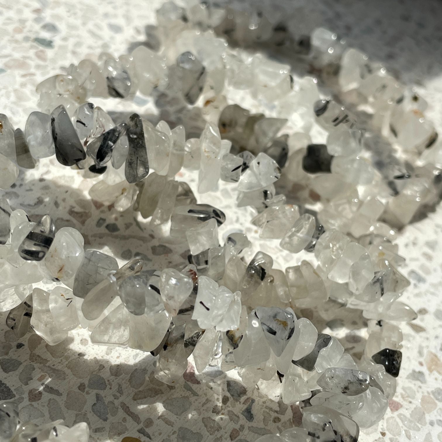 Tourmalinated Quartz Chip Bracelet - Light