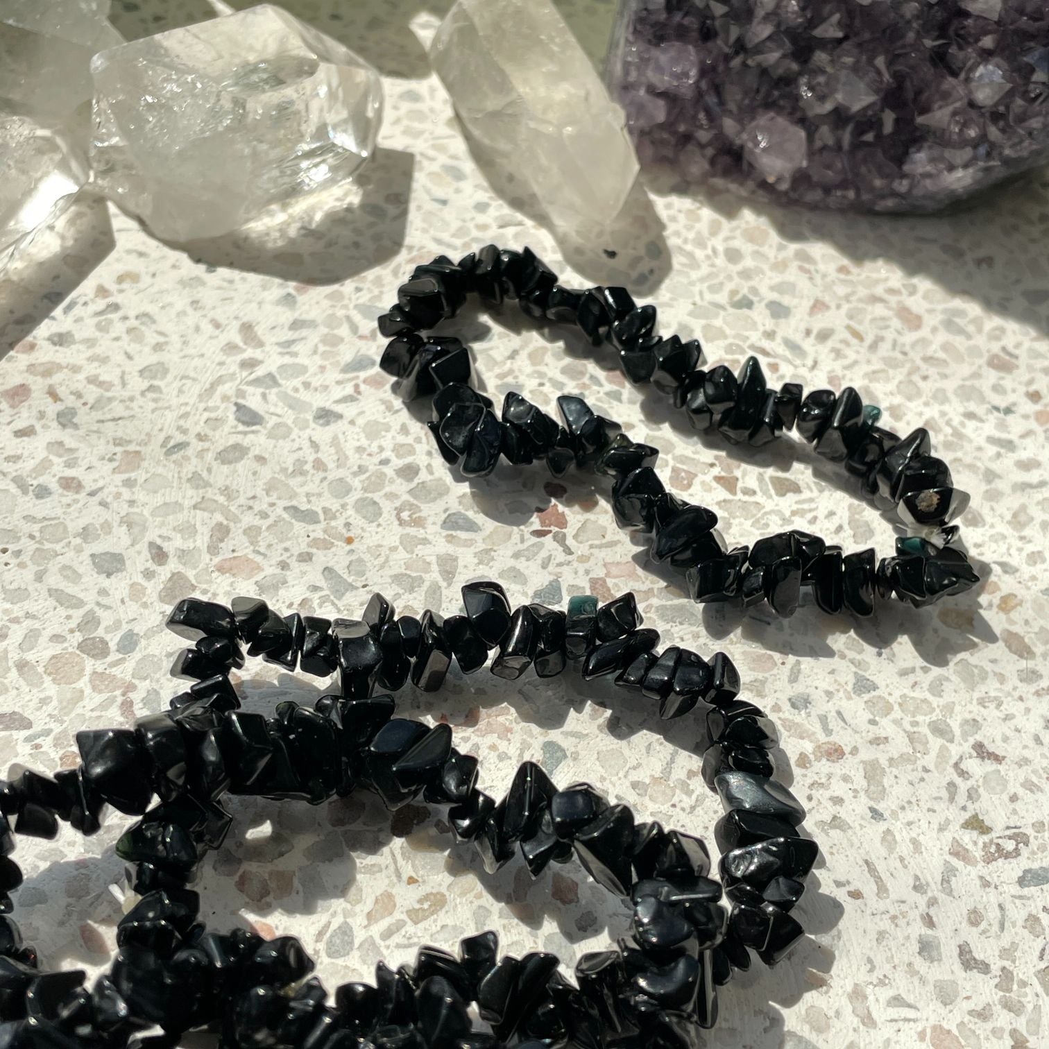 Black Obsidian Chip Bracelet