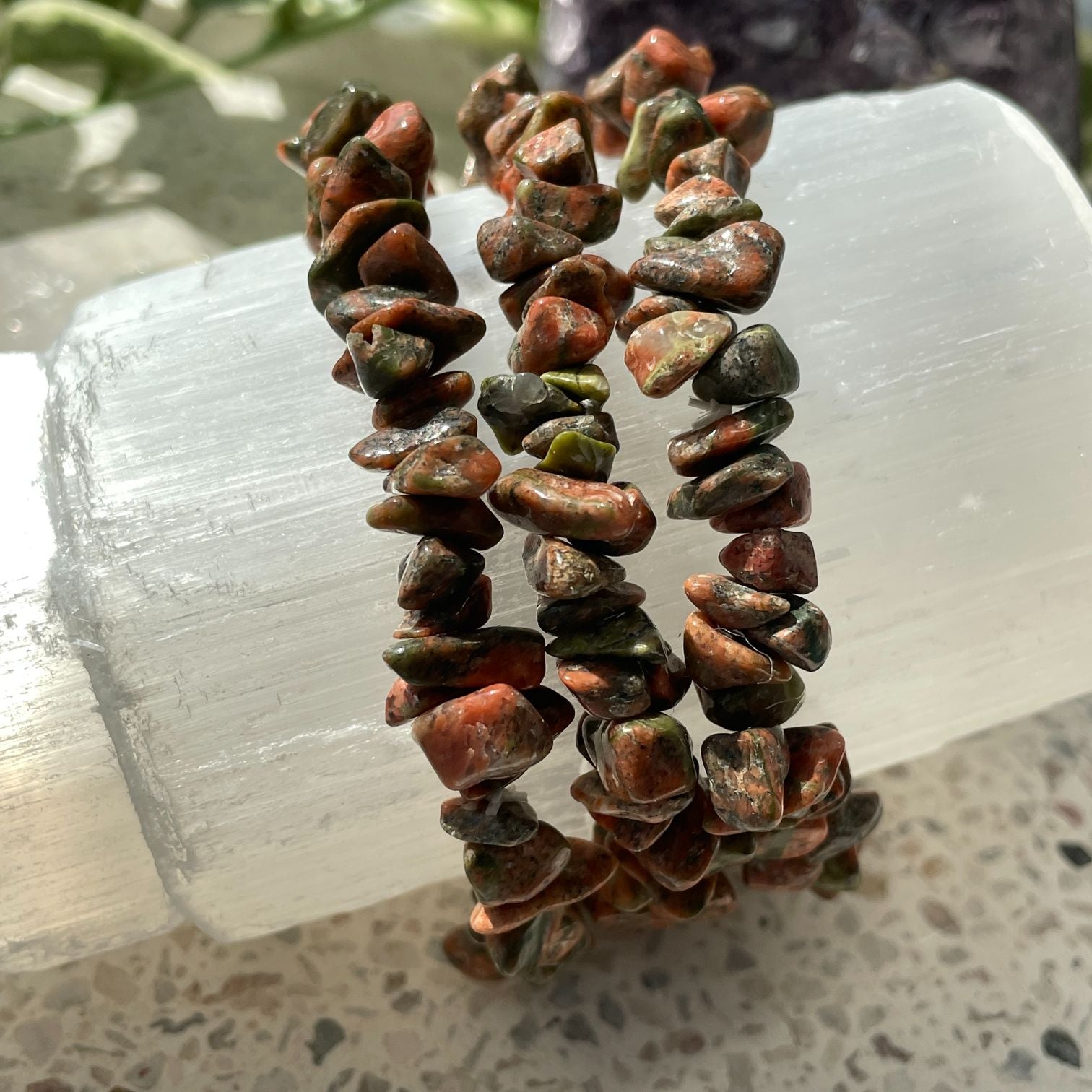 Unakite Chip Bracelet
