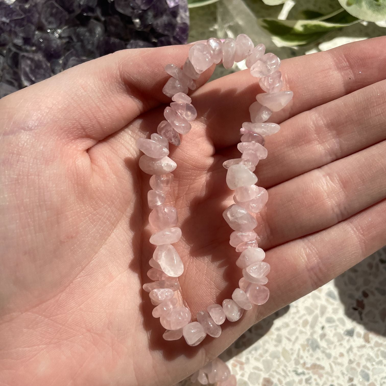 Rose Quartz Chip Bracelet Q1/A