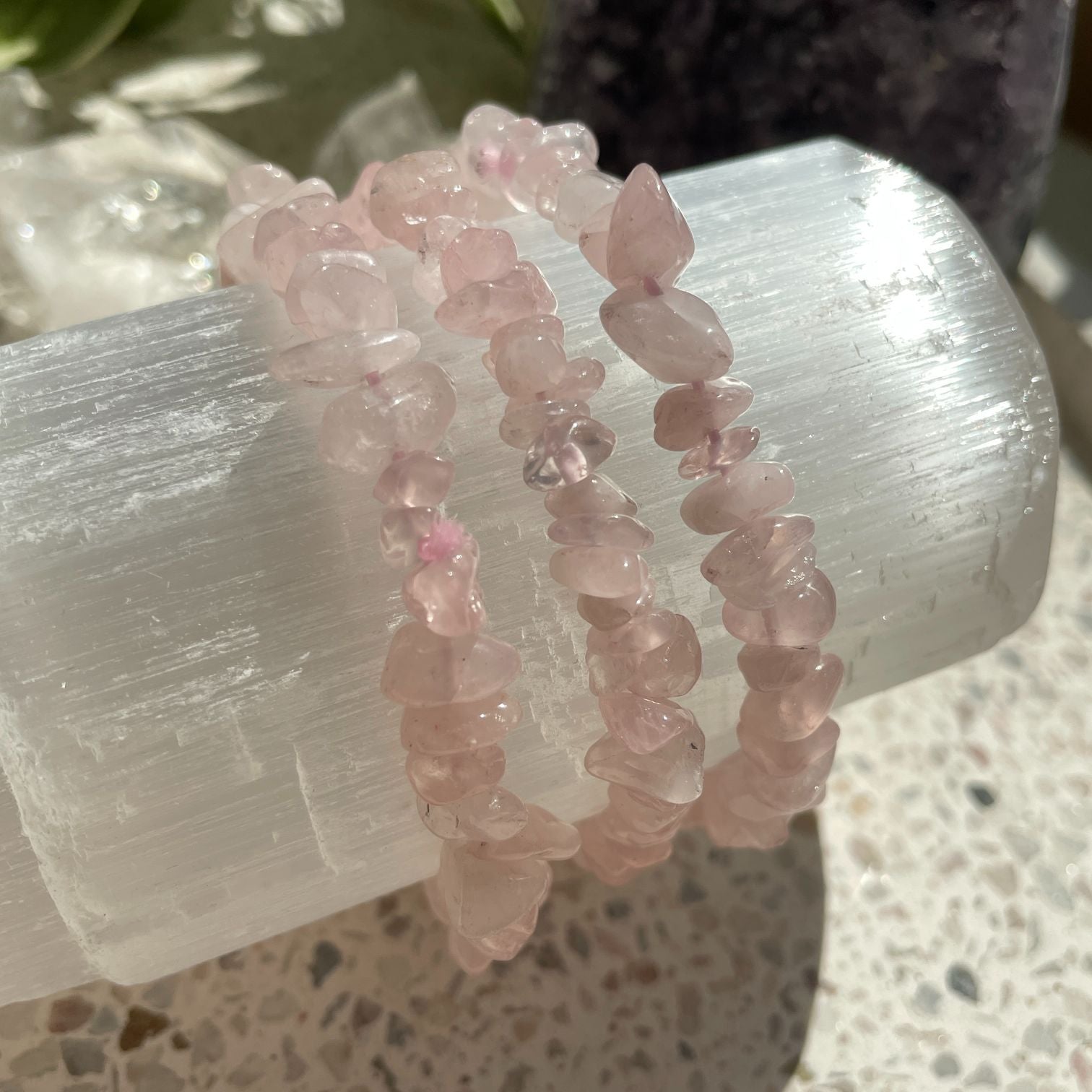 Rose Quartz Chip Bracelet Q1/A