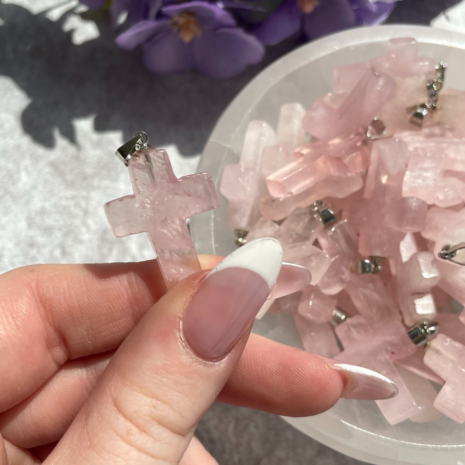 Rose Quartz Cross Pendant
