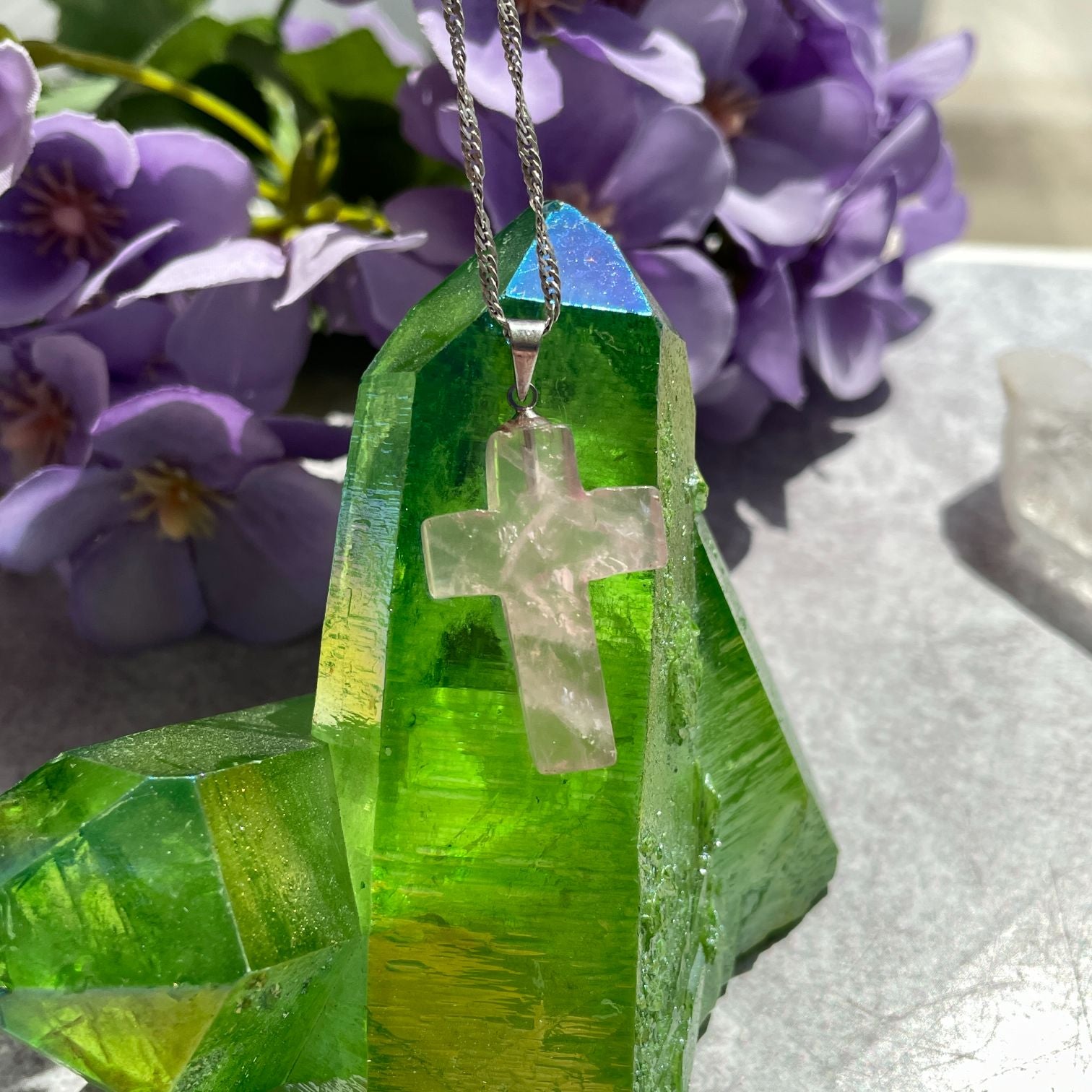 Rose Quartz Cross Pendant