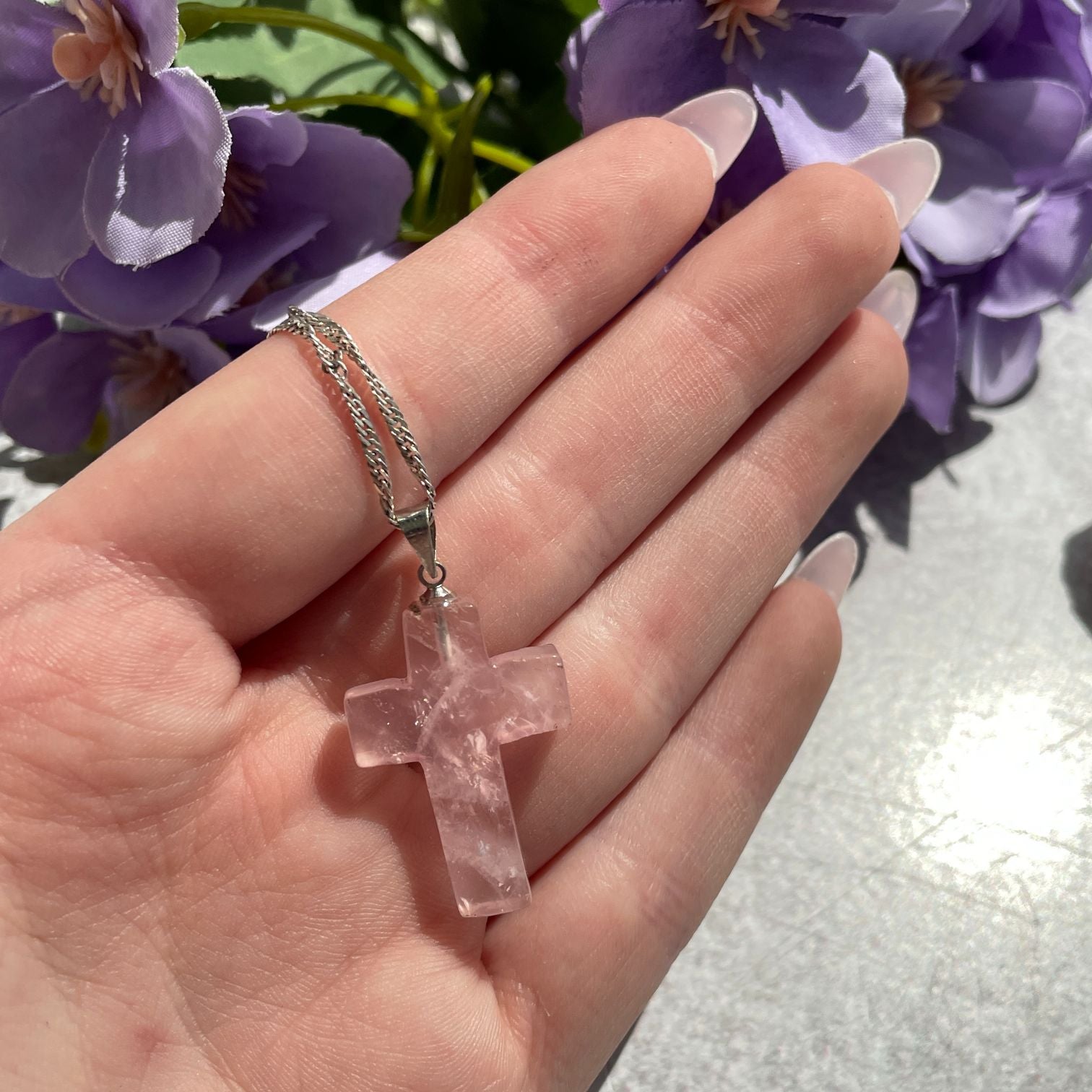 Rose Quartz Cross Pendant