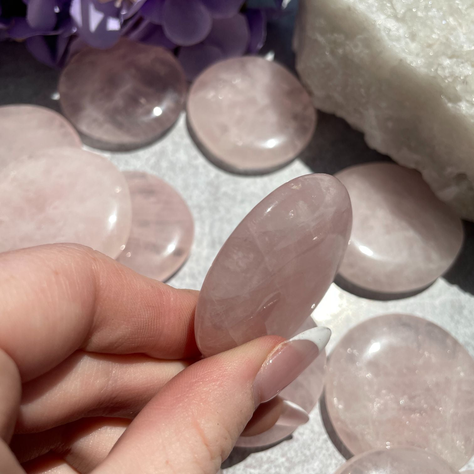 Pocket Palm Stone - Rose Quartz