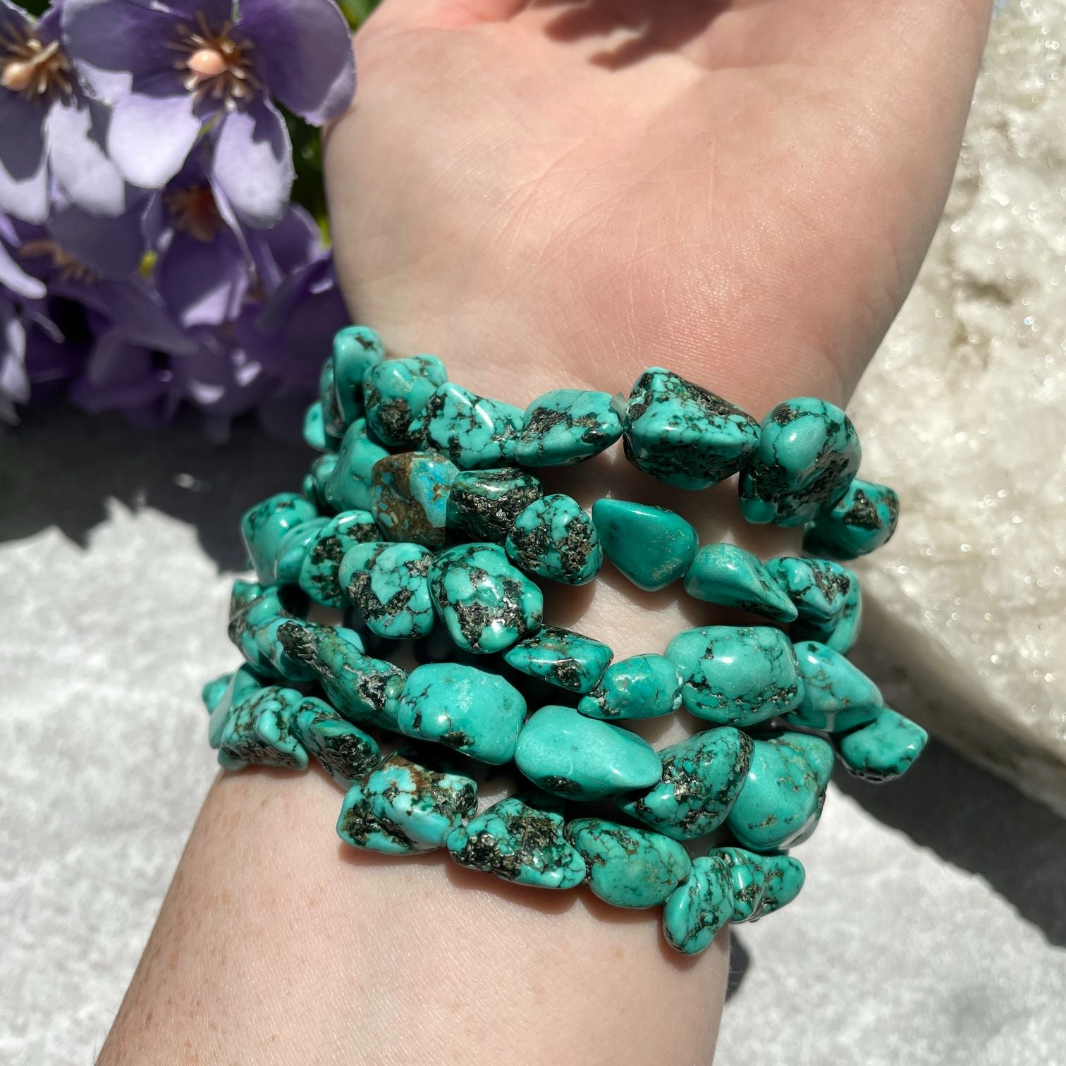 Turquoise Howlite Nugget Bracelet - Dark