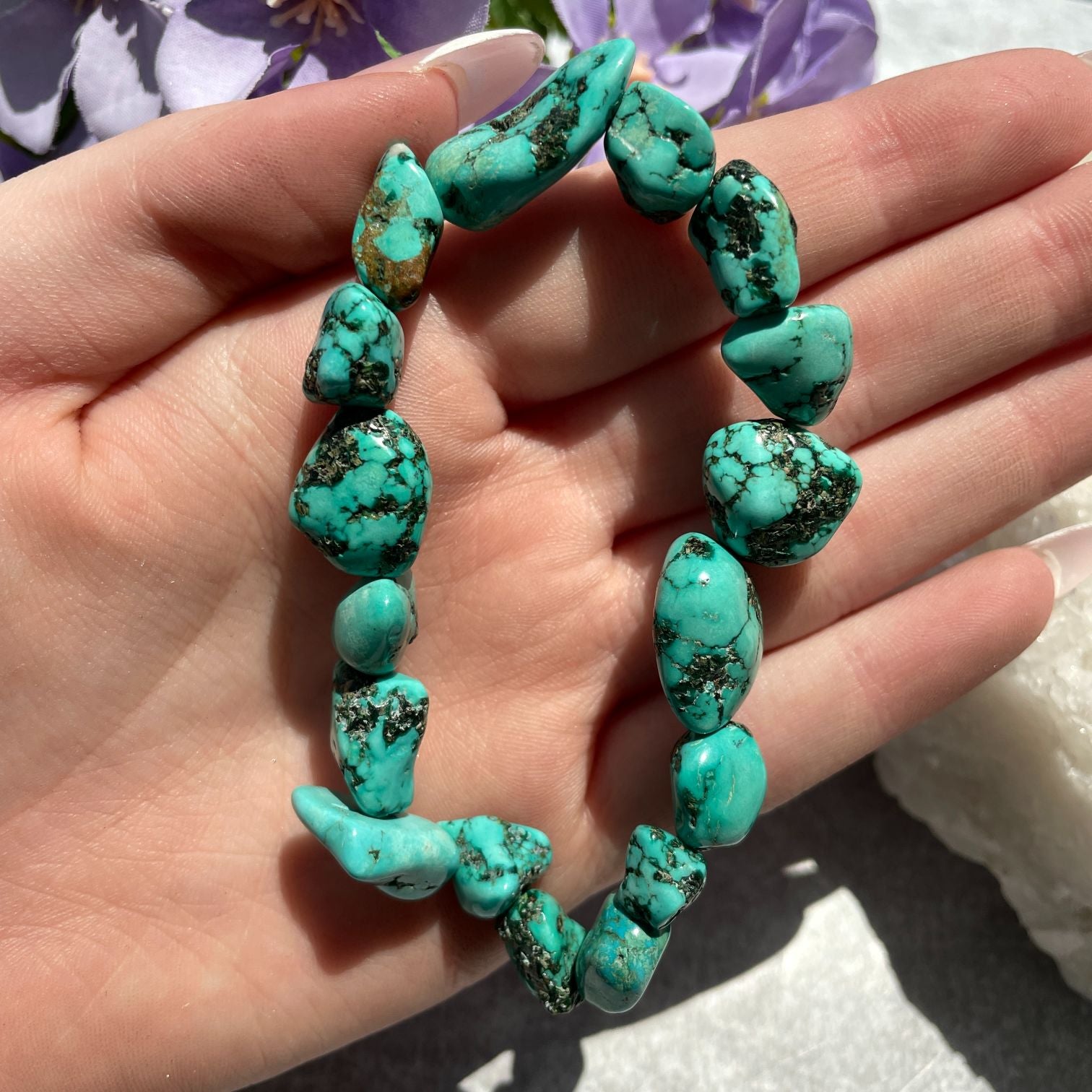 Turquoise Howlite Nugget Bracelet - Dark